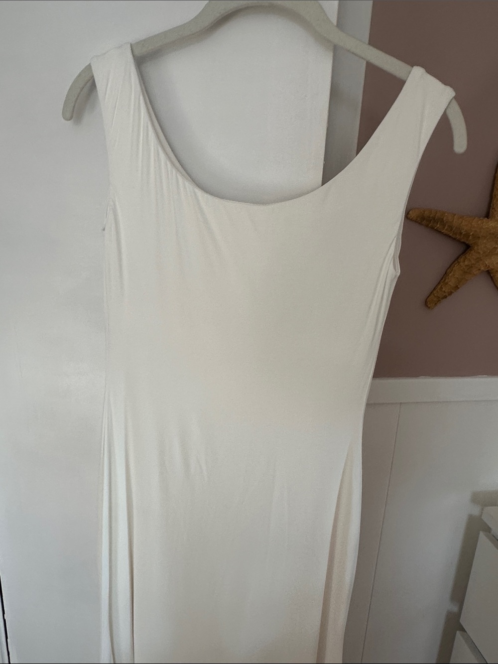 OGL White Sleeveless Midi Dress, bra top dress, ivory tank dress - Picture 10 of 15
